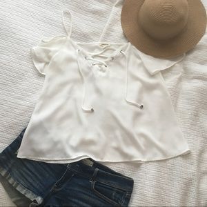 Sheer off the shoulder shirt